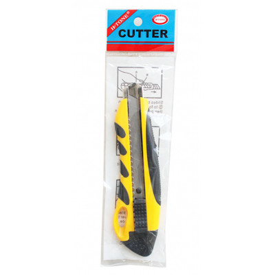 Ніж канцелярський H-Tone 18 мм жовтий з гумовими вставками (KNIFE-HT-JJ40607-18) Вінниця - фото 2