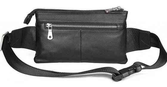 Сумка поясная зернистая кожаная Vintage 14976 Черная Киев