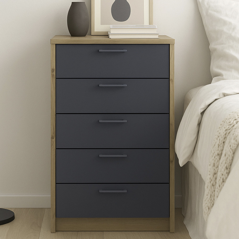 Комод Doros Ронді Дуб Артизан/Графіт 5 ящиків 60х40х100 DRS-011783 (41516188) Дніпро - фото 1