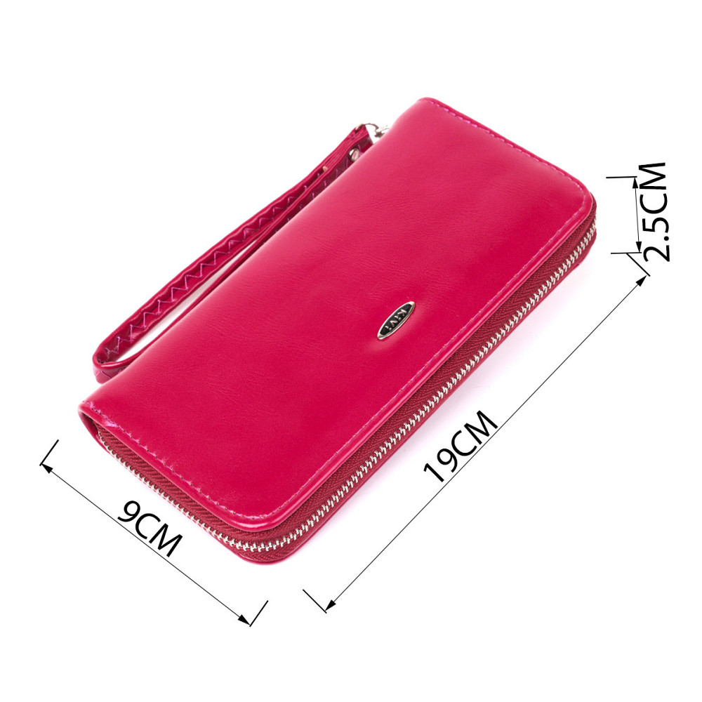 Кошелек женский на одну молнию из экокожи гладкий Малиновый (KIVI) Киев - изображение 3