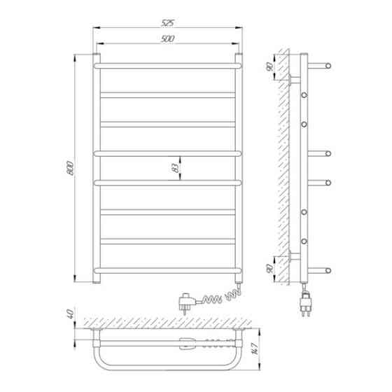 Електричний полотенцесушитель Laris Зебра Комфорт ЧК8 500Х800 Е білий Київ