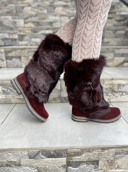 TopS Унти жіночі TopS бордові натуральна замша хутро зима (АР-65) Коломыя - изображение 7