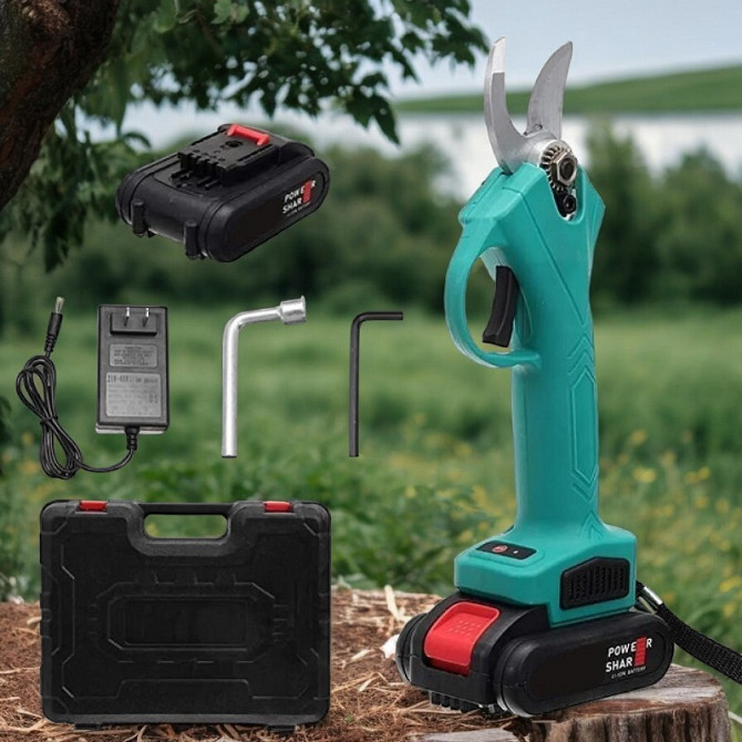 Секатор акумуляторний DOMOTEC 68V для обрізки гілок та чагарників, в кейсі, садовий інструмент Київ - фото 1