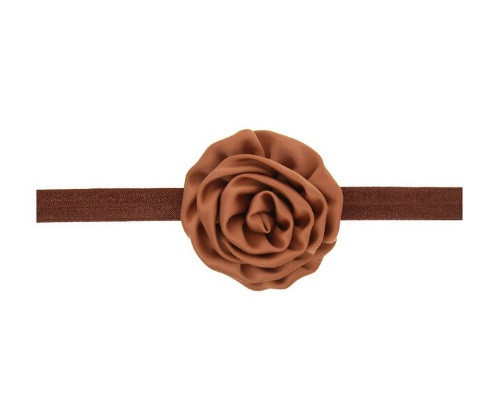 Повязка детская с розочкой коричневая - цветок 8см, окружность 36-52см Киев - изображение 1