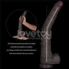 Фалоімітатор - Dual Layered Bendable Silicone Cock XXL 16'' Black Sex Aura Київ