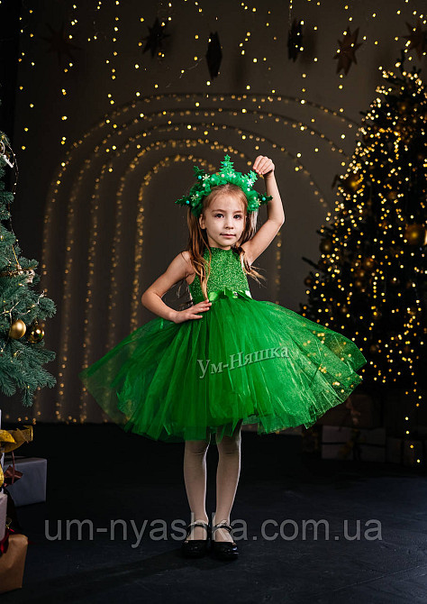Зелене плаття з блискітками сукня Ялинки Весна Квіточка дівочі Жаби Кривий Ріг - фото 9