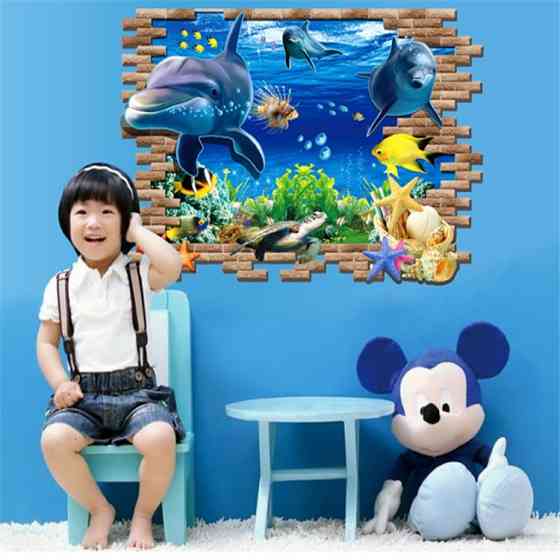 Наклейка на стену в детскую Подводный мир 50 на 70 см разноцветный Киев