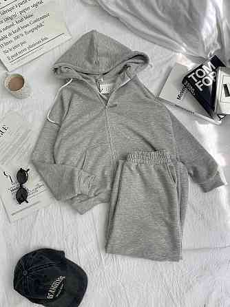 Женский прогулочный оверсайз костюм: кофта на молнии и штаны турецкая трехнить петля Меланж Одесса