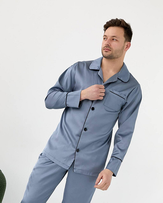 Мужская пижама шелк Джинсовый S Харьков - изображение 2