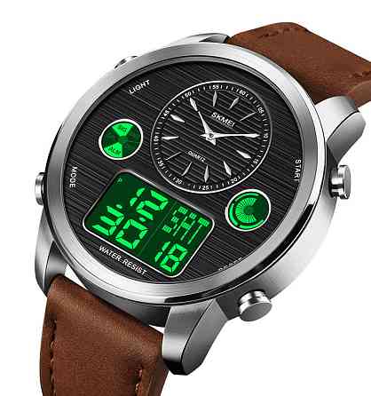 Мужские спортивные часы Skmei 1653 (Коричневые с серебристым) Винница