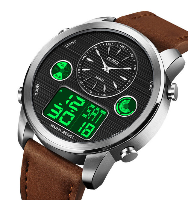 Мужские спортивные часы Skmei 1653 (Коричневые с серебристым) Винница - изображение 3
