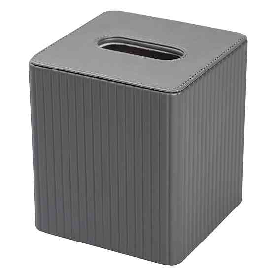 Yiwu Серветниця з еко шкіри настільна 13х13х14.5 см органайзер для серветок Сірий HP-3-201G Коломия