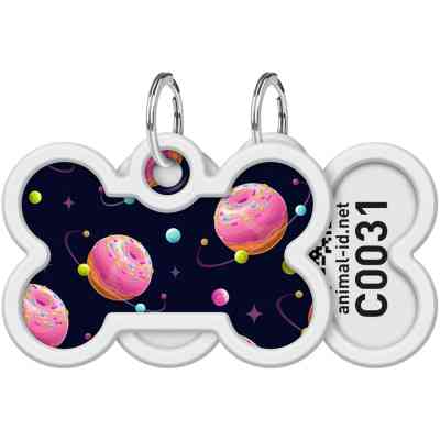 Адресник для животных WAUDOG Smart ID с QR паспортом "Вселенная пончиков", кость 40х28 мм (0640-0218) Винница