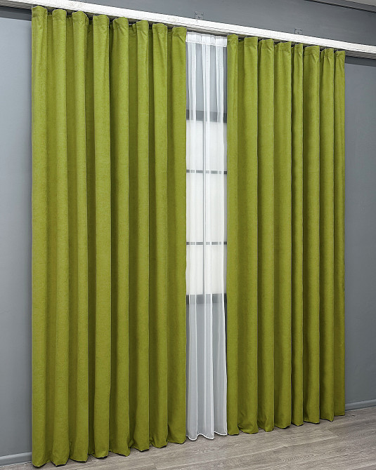 Комплект готових штор VR-Textil Мікровелюр Petek № 1500ш Салатовий 100х290 см 2 шт (31-761) Київ - фото 12