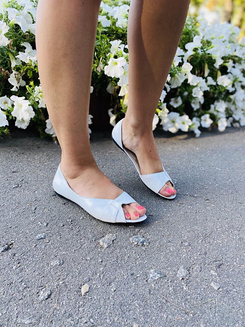Ника Балетки жіночі білі відкриті VSN Ніка весна-літо з натуральної шкіри / Зручні літні балетк Коломыя - изображение 8
