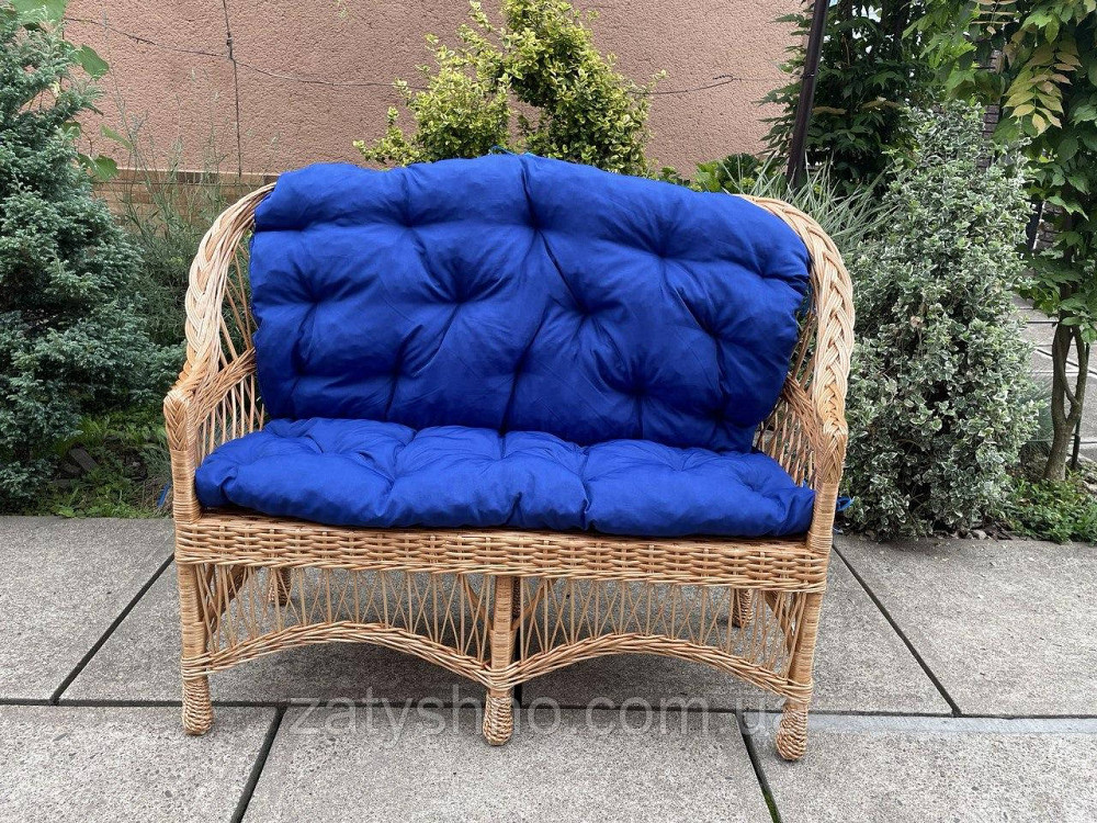 Диван плетеный из лозы с синей накидкой Киев - изображение 8