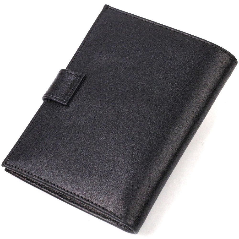Классическое вертикальное мужское портмоне среднего размера из натуральной гладкой кожи CANPELLINI 21857 Черное Киев - изображение 2