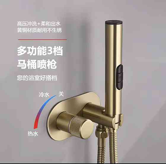 Душовий набір змішувача прихованого монтажу для гігієнічного душу зі шлангом (3 режими) Чорний мат Вінниця