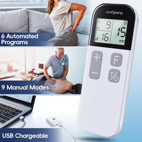 Бездротовий міостимулятор Comfytemp TENS для зняття болю, 15 режимів, 16 рівнів, акумуляторний, портативний Київ