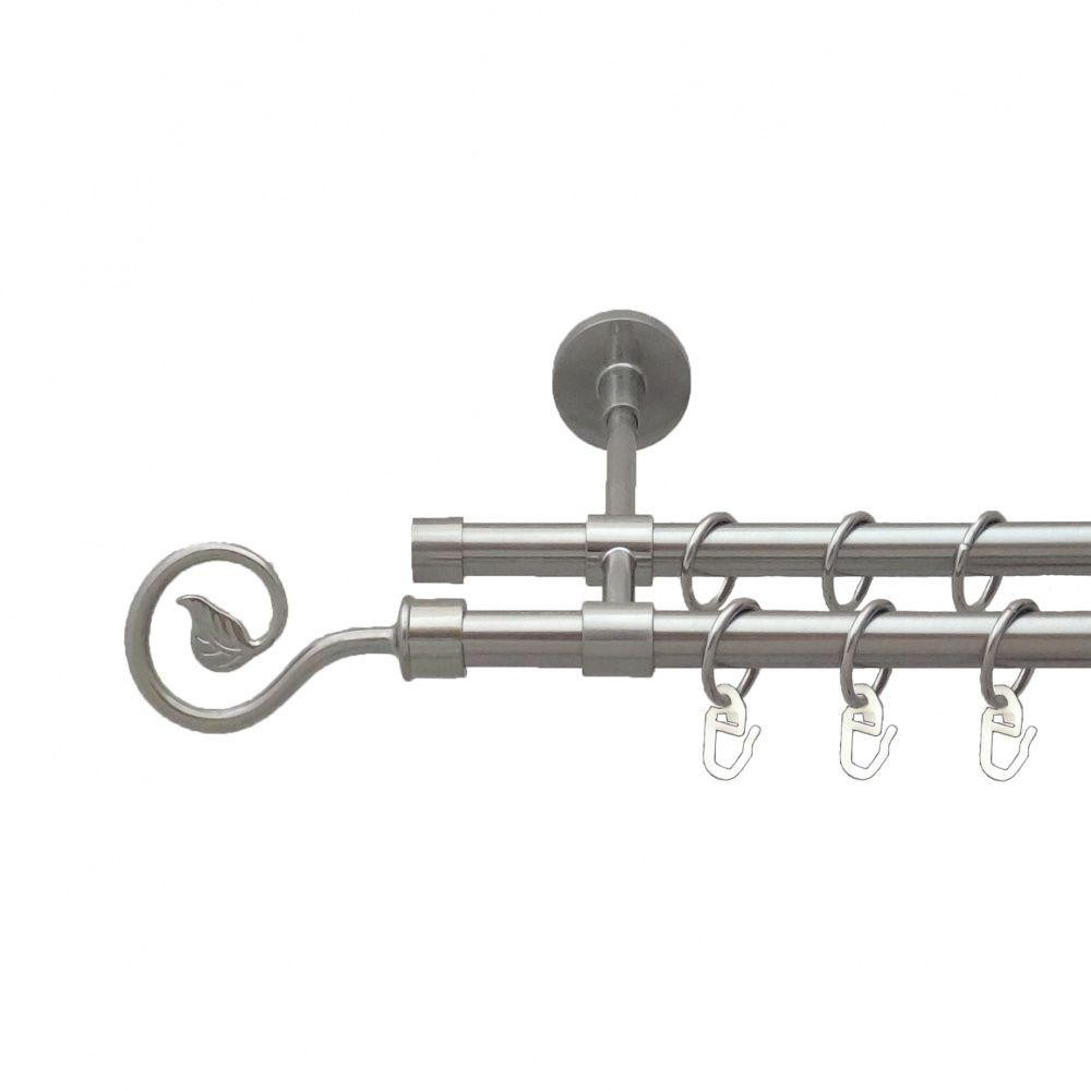 Карниз Orvit Лукка металевий дворядний закритий гладка труба кільце металеве Нержавіюча Сталь 16\16 мм 200 см (5503212) Львів - фото 1