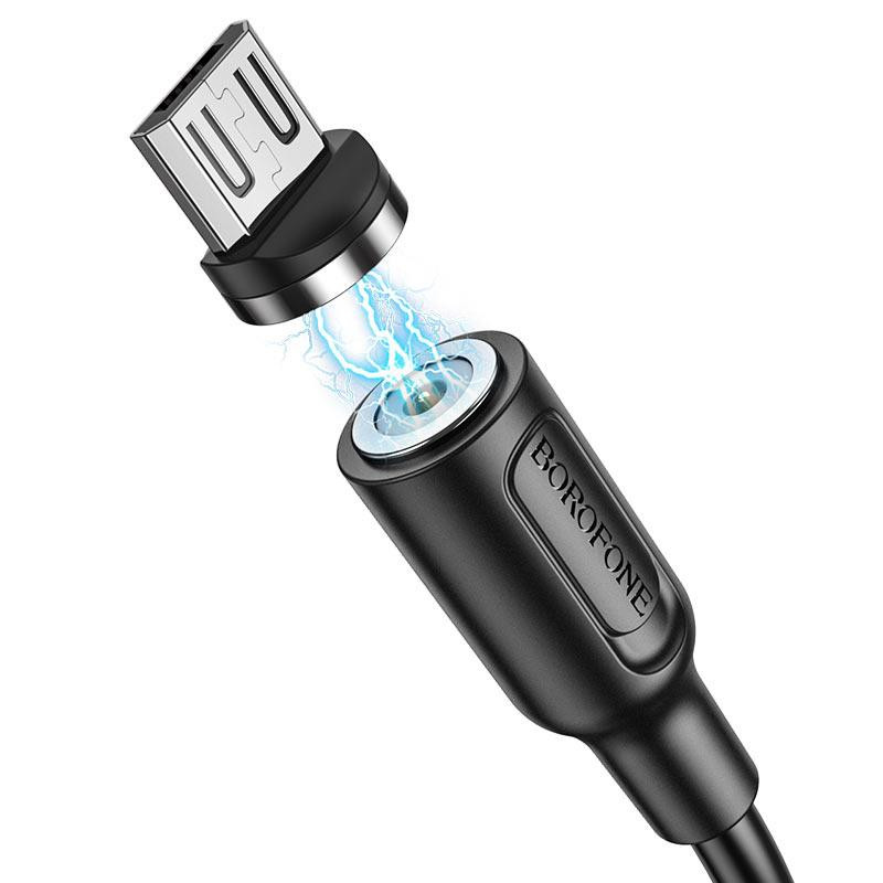 Кабель BOROFONE BX41 USB - Micro 2.4A, 1m, PVC, PVC разъемы, magnetic, цвет черный BX41MB Одесса - изображение 3