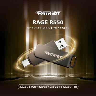 USB флеш накопичувач Patriot 128GB Rage R550 Matte Black USB 3.2/Type-C (PE128GR550DSAD) Вінниця