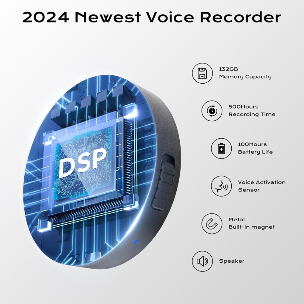 Диктофон Elasound 132 ГБ, до 9800 ч записей, тройное AI шумоподавление DSP 4.0, 100 ч автономности, USB-C, MP3 Киев - изображение 3