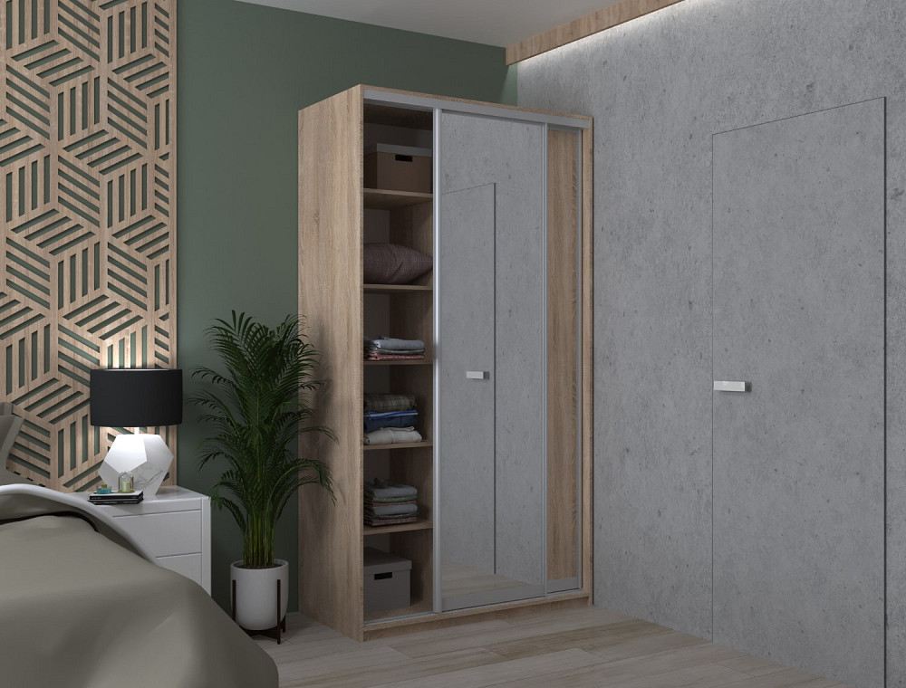 Шкаф-купе двухдверный Doros Сити Лайт 120х60х225 см Дуб сонома/1 Зеркало (DRS-011081) Львов - изображение 1