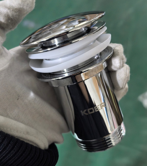 Донный клапан для раковины Koer PW-08-01 1 1/4'' без перелива автоматический СLICK-СLACK (Цвет хром) (KR5786) Киев - изображение 4