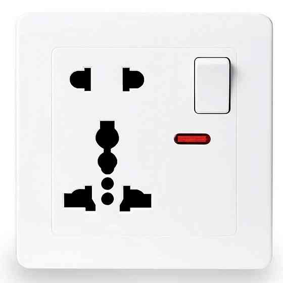 Універсальна розетка Delviz для всіх типів вилок (13 А, 250V) з вимикачем DZ-E1-11 (Біла) Миколаїв
