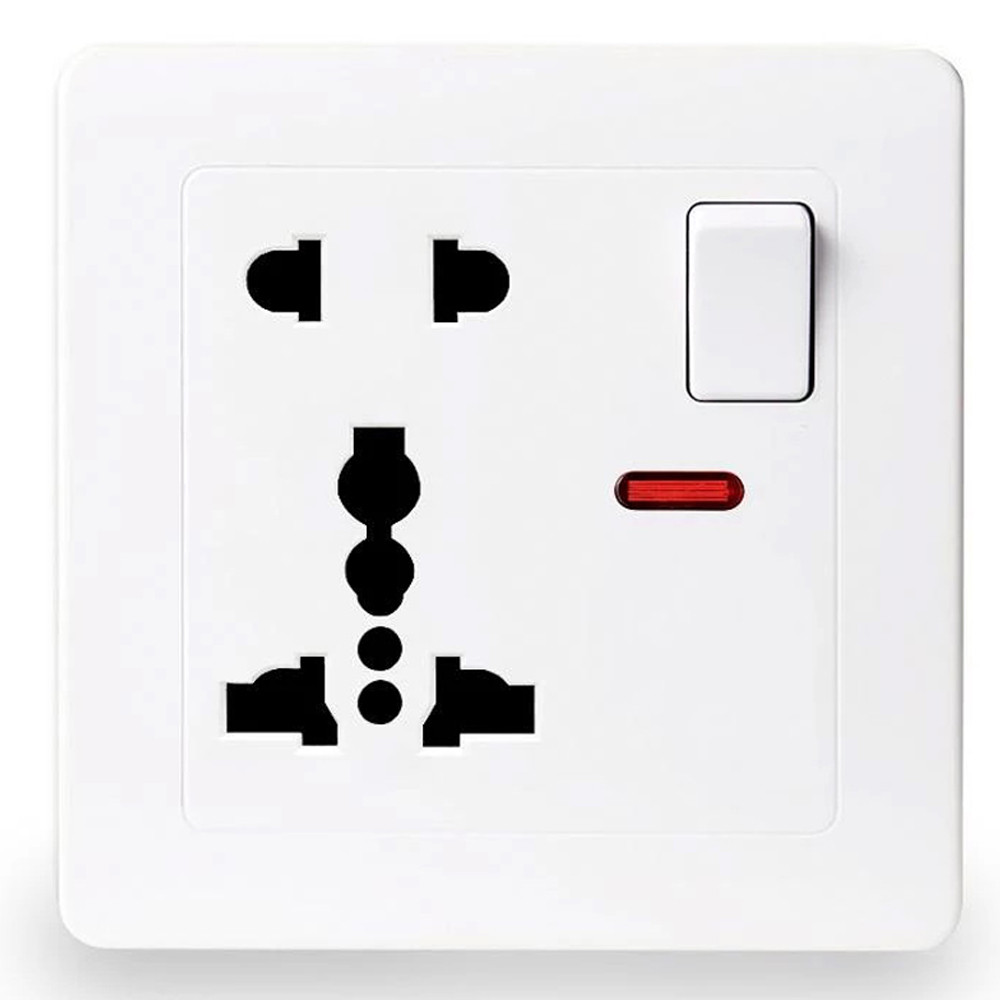 Універсальна розетка Delviz для всіх типів вилок (13 А, 250V) з вимикачем DZ-E1-11 (Біла) Миколаїв - фото 1