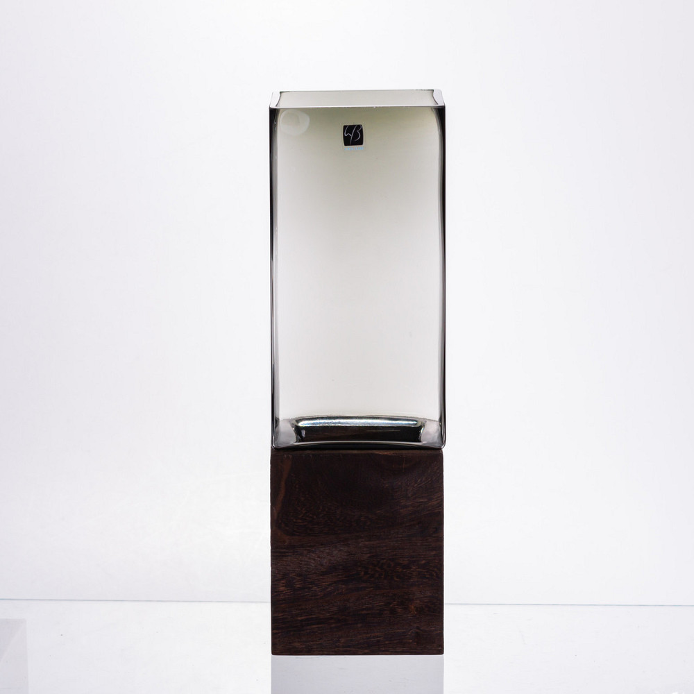 Стильна квадратна скляна ваза з деревом для квітів Київ - фото 2