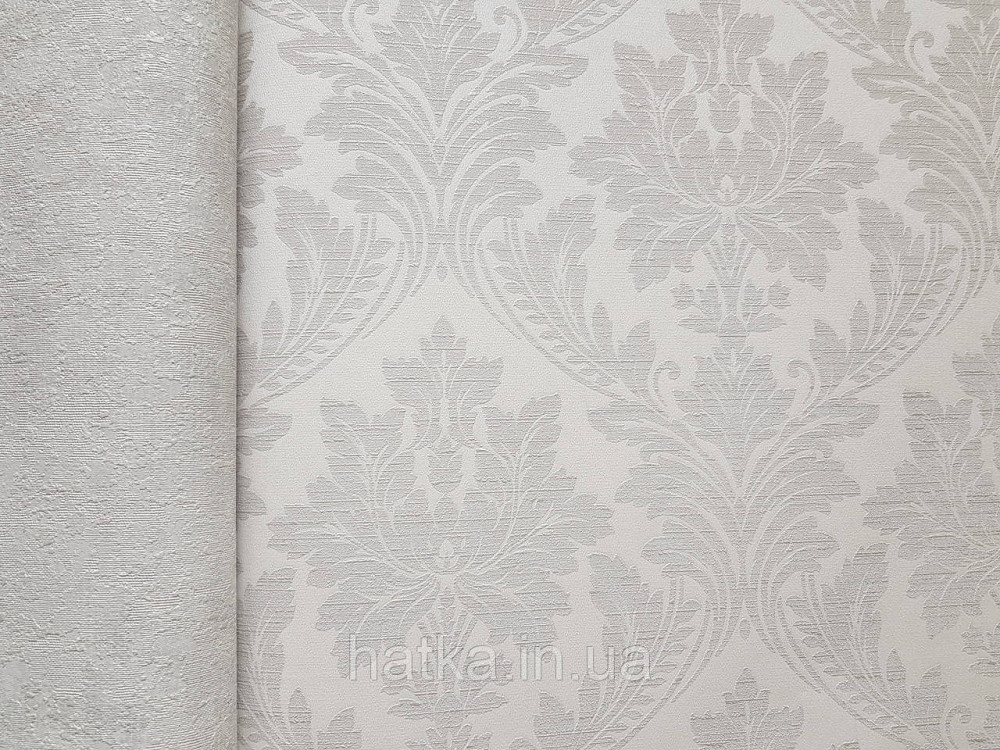 Шпалери вінілові на флізеліні Grandeco Time метрові структурні вензелю завитки бежеві на біло молочному Київ - фото 2