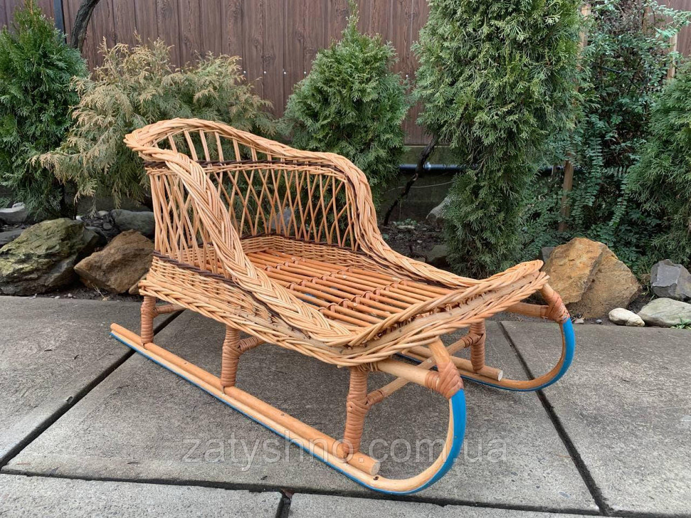 Плетеные санки из лозы на новый год, с пластмассовым низом Киев - изображение 2