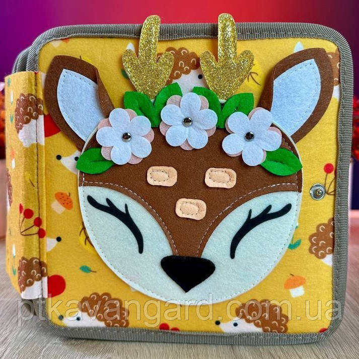 Фетрова книга-бізіборд розвиваюча "Оленя" C 69029 (шнурівка, сортер, елементи на липучках) Хмельницький - фото 1
