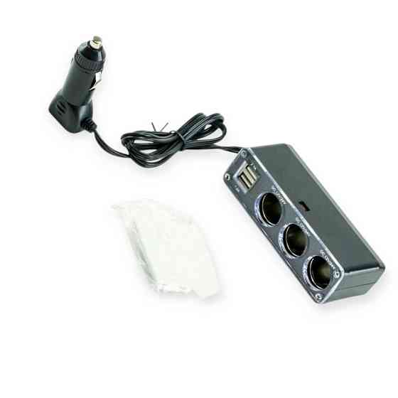 Разветвитель прикур. 3 вых. 10А, 120Вт, 2 USB 3.1А, провод 1,30м, Евро Мукачево