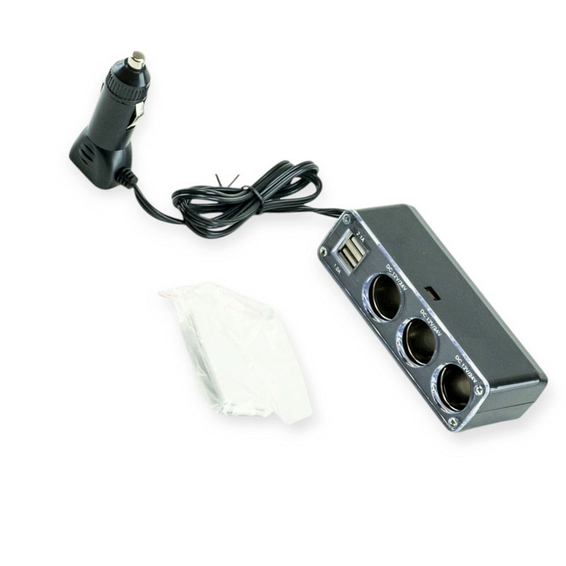 Разветвитель прикур. 3 вых. 10А, 120Вт, 2 USB 3.1А, провод 1,30м, Евро Мукачево - изображение 1