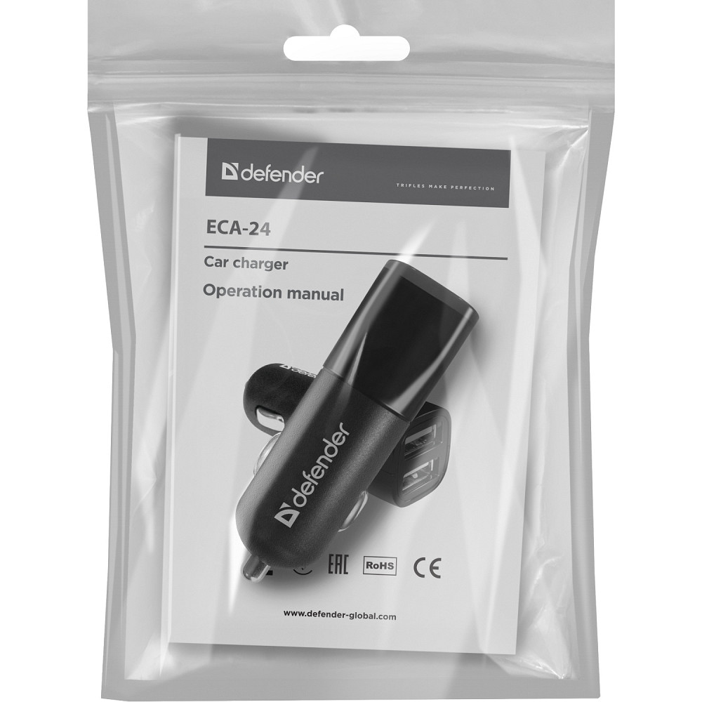 Зарядний пристрій 2xUSB 12W 2.1A ECA-24 чорний Defender Винница - изображение 3