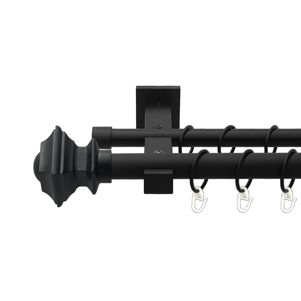 Карниз Orvit Борджеза металевий дворядний техно гладка труба кільце металеве Чорний Оксамит 25\19 мм 160 см Львов - изображение 1