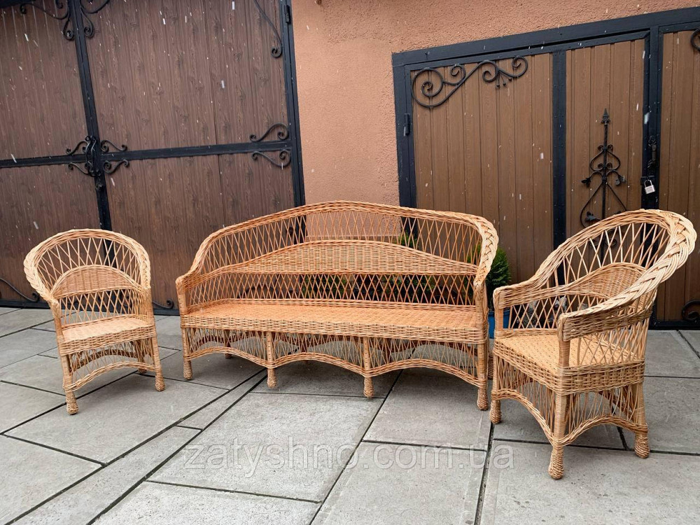 Плетені меблі з лози з великим диваном (200 довжина) Київ - фото 6