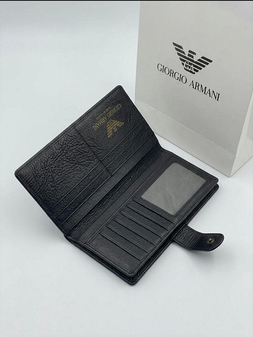 Чоловічий шкіряний брендовий гаманець на кнопці Armani (3033) Київ - фото 7