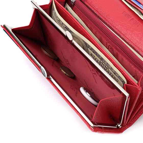 Класичний жіночий гаманець із натуральної шкіри ST Leather 22675 Червоний Київ