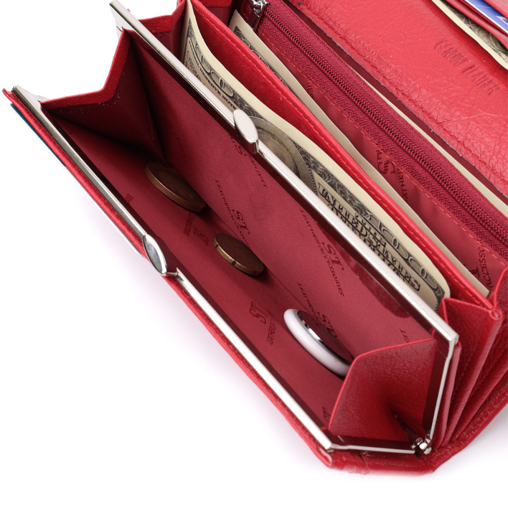 Класичний жіночий гаманець із натуральної шкіри ST Leather 22675 Червоний Київ - фото 6