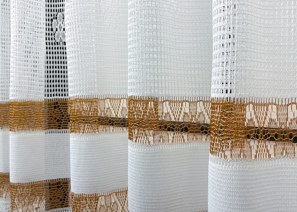 Тюль сітка VR-Textil Juli № 1871т Арка на кухню колір білий з коричневим 200х150 см (53-0154) Київ - фото 4