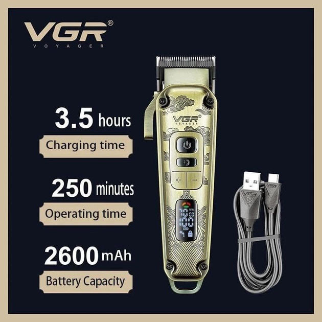 Машинка для стрижки волос с мощным мотором VGR V-005, Электрическая машинка для стрижки с насадками OZ-13 Львов - изображение 17
