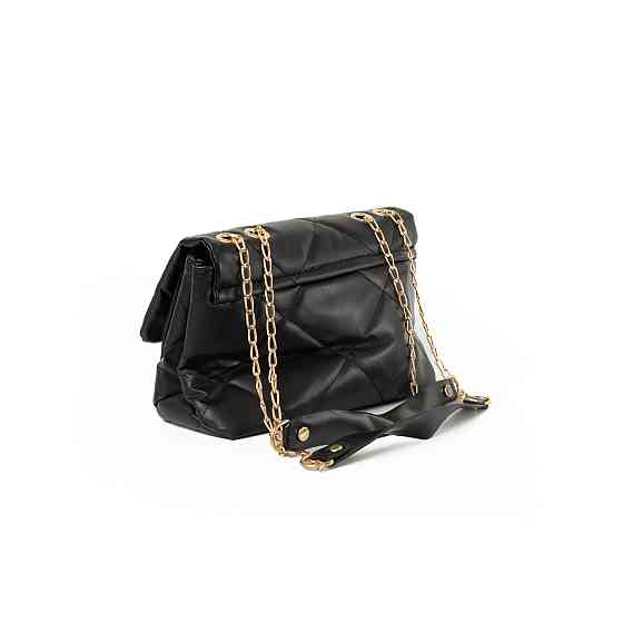 Сумка женская из качественной искусственной кожи со стеганым узором и ручкой-цепочкой, Черный Каменец-Подольский