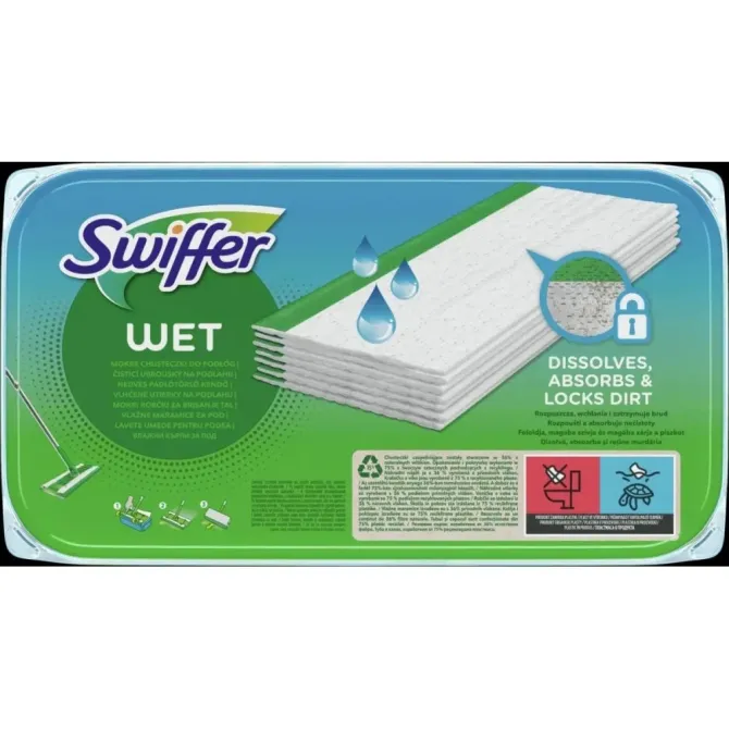 Сменные влажные салфетки для швабры Swiffer wet, 10 шт с ароматом лимона Львов - изображение 1
