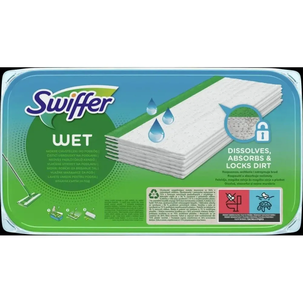 Змінні вологі серветки для швабри Swiffer wet, 10 шт. з ароматом лимона Львів - фото 1