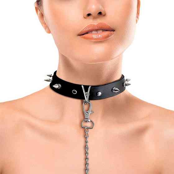 Нашийник з шипами та повідцем Art of Sex - Collar Spikes and Leash Sex Aura Київ