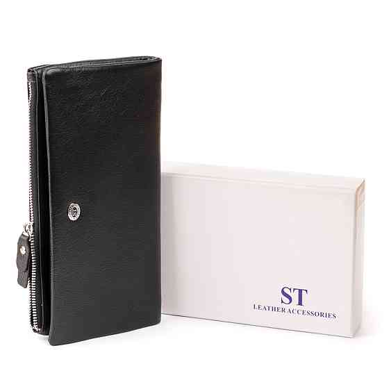 Кошелек-клатч из кожи с карманом для мобильного Черный (ST Leather) Киев